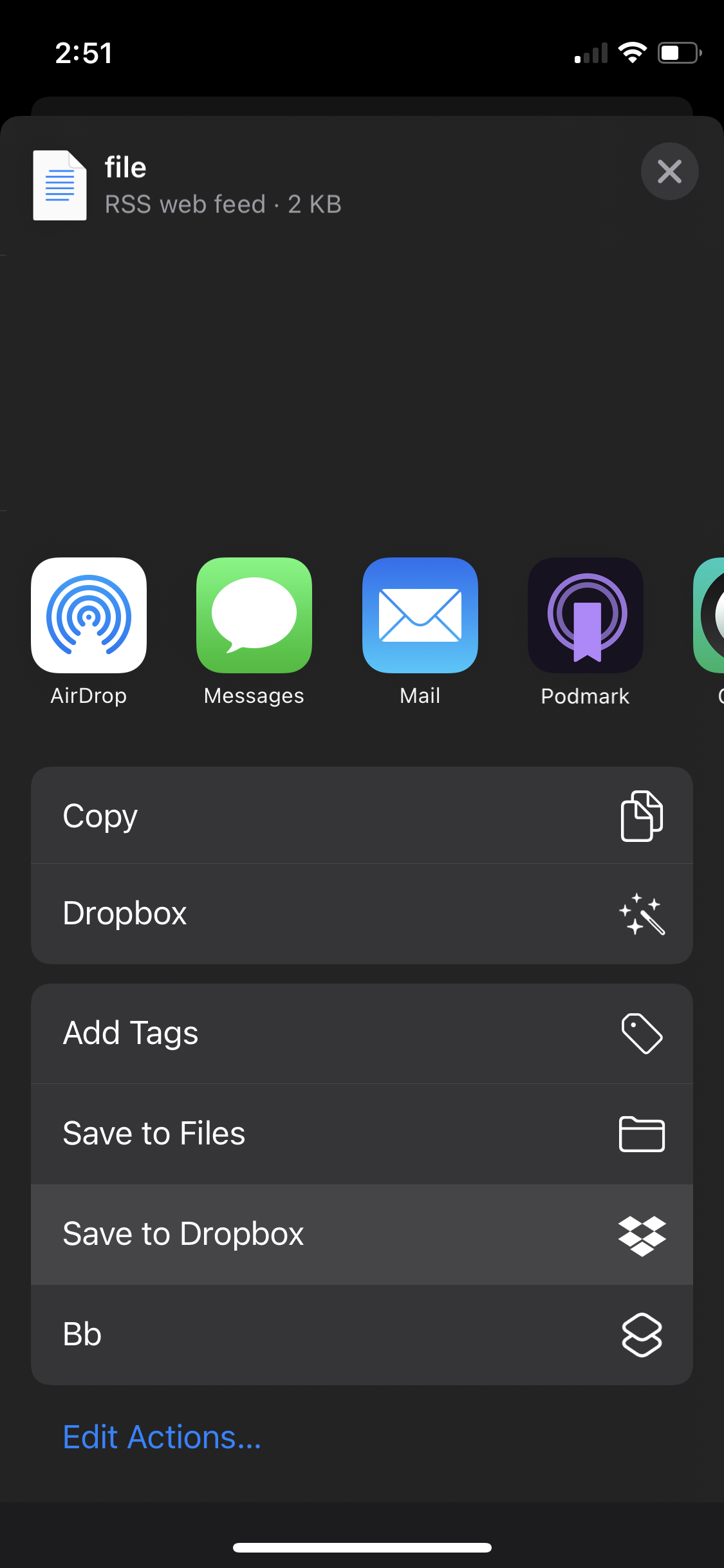 Saving to Dropbox via share sheet